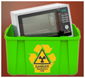 Microwave Oven in Recycling Bin