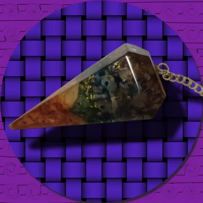 Orgone Chakra Layered Crystal Pendulum.