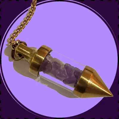 Seeker Amethyst Crystal Hybrid Brass Pendulum.